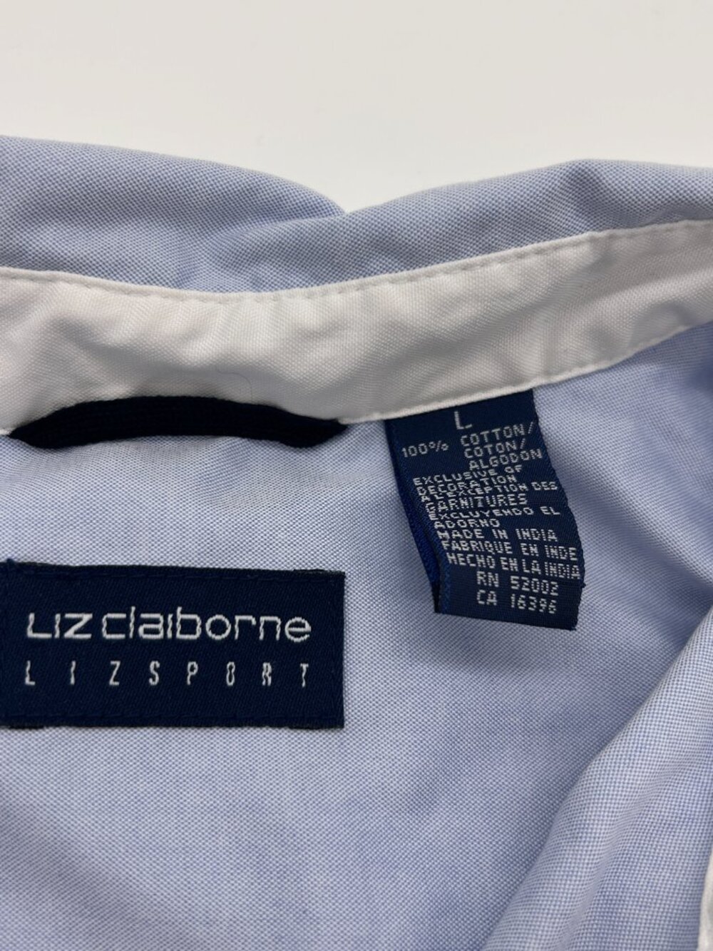 Vintage Liz Claiborne Shirt 100% Cotton Blouse Button Up 90s Long Sleeve Women L - Picture 11 of 12